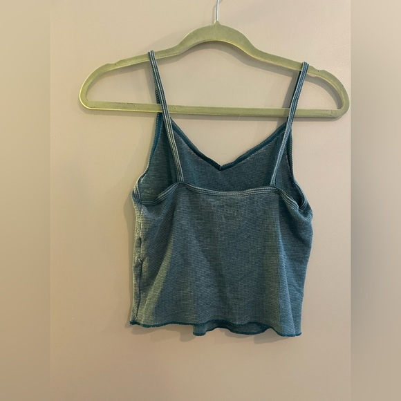 American Eagle Outfitters Teal Cropped Spaghetti Strap Tank - Picture 3 of 4